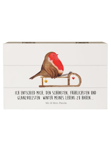 Mr. & Mrs. Panda Holzkiste Rotkehlchen Schlitten mit Spruch in Weiß