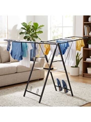 relaxdays Wäscheständer in Schwarz - (B)171 x (H)104,5 x (T)58 cm
