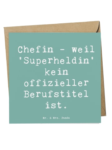 Mr. & Mrs. Panda Deluxe Karte Spruch Chefin Superheldin mit Spruch in Meeresbrise
