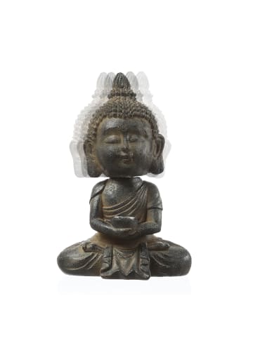 MARELIDA LED Solar Buddha Wackelfigur Gartenfigur H: 19cm Lichtsensor in anthrazit