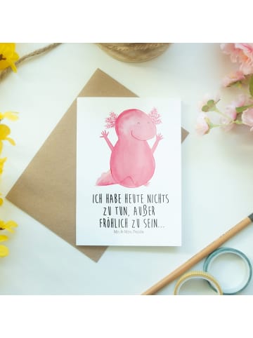 Mr. & Mrs. Panda Glückwunschkarte Axolotl Hurra mit Spruch in Weiß