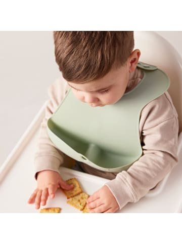 B. Box Silikon Lätzchen mit Auffangschale für Baby Roll-up ab 4 Monate in Grün