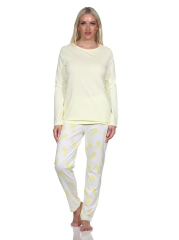 NORMANN Langarm Pyjama Schlafanzug Homewear Ananas in gelb