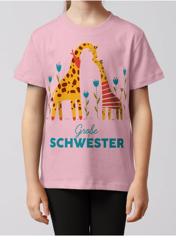 wat? Apparel T-Shirt Giraffe Große Schwester in Rosa