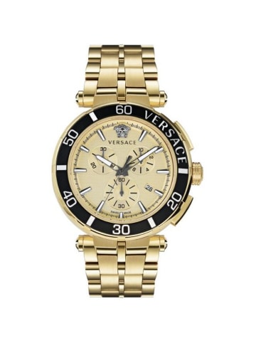 Versace GRECA CHRONO 45 mm- VE3L IP2N CASE - BLACK ALUMINUN TOP RING in gold