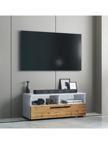 VCM  Holz TV Lowboard Möbel Fernsehschrank Arila L in Weiß / Honig-Eiche
