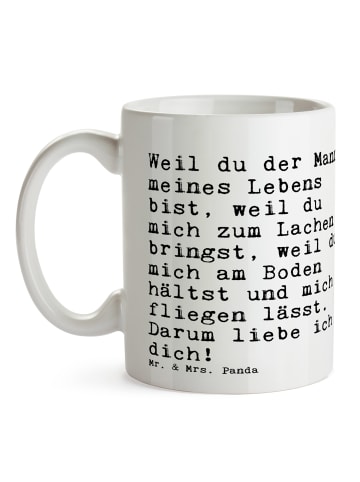 Mr. & Mrs. Panda Keramikbecher Weil du der Mann... mit Spruch in Weiß