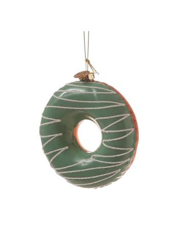 MARELIDA Baumschmuck Donut mit Verzierung Glas Ahnänger in grün