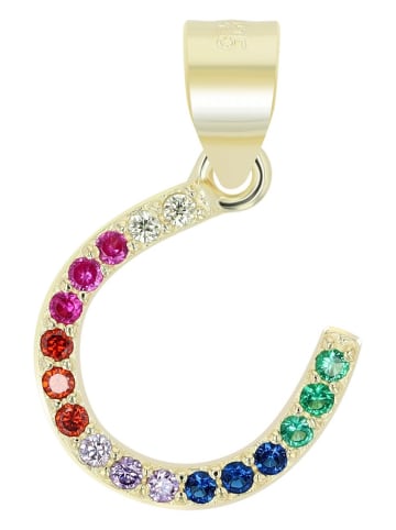 Adeliás Damen Anhänger Hufeisen aus 925 Silber mit Zirkonia in bunt