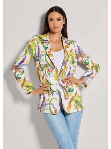 MADELEINE Eleganter Damenblazer mit Reverskragen in weiß / kiwi / multicolor