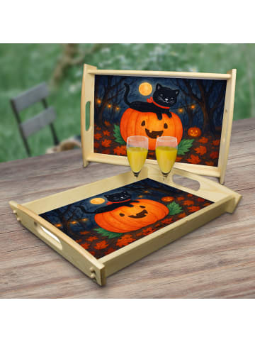 Mr. & Mrs. Panda Tablett Schwarze Katze Design ohne Spruch in Weiß