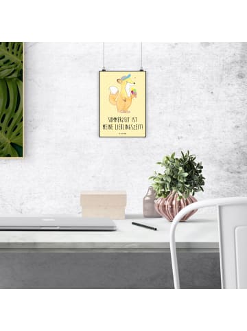 Mr. & Mrs. Panda Bild Sommer Freude mit Spruch in Gelb Pastell