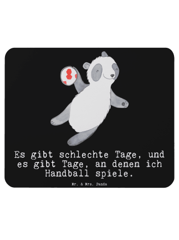 Mr. & Mrs. Panda Mauspad Panda Handball spielen mit Spruch in Schwarz