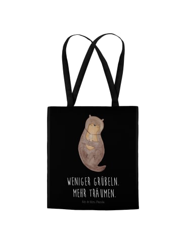 Mr. & Mrs. Panda Tragetasche Otter Muschel mit Spruch in Schwarz