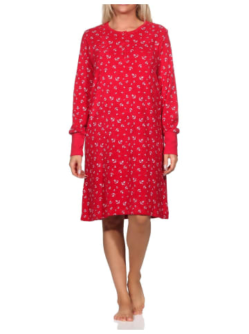 NORMANN Frottee langarm Nachthemd - 82123 in rot
