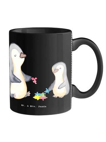 Mr. & Mrs. Panda Teetasse Sozialpädagoge Herz ohne Spruch in Schwarz
