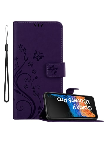 cadorabo Hülle für Samsung Xcover 6 Pro Blumen Design in Floral Dunkel Lila