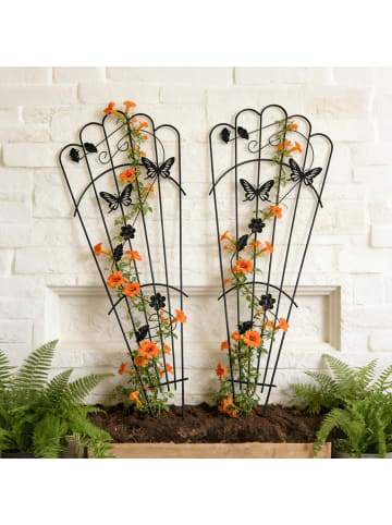 relaxdays 2 x Rankgitter "Schmetterling" in Schwarz - (B)37 x (H)87 cm