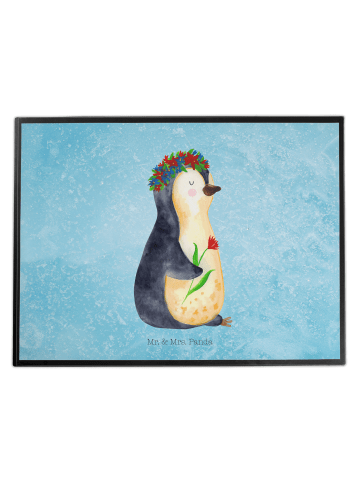Mr. & Mrs. Panda Schreibunterlage Pinguin Blumen ohne Spruch in Eisblau