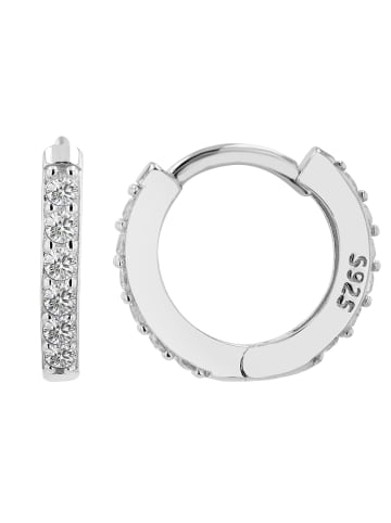 Adeliás Damen Ohrringe – Klappcreole aus 925 Silber in weiß