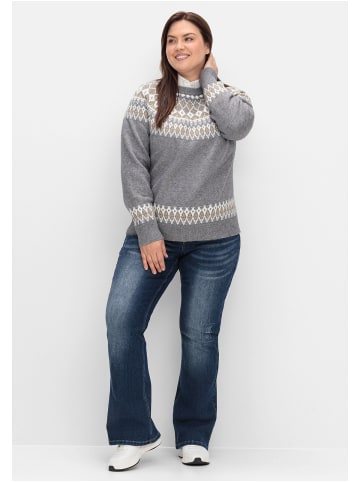 sheego by Joe Browns Jacquardpullover in grau meliert
