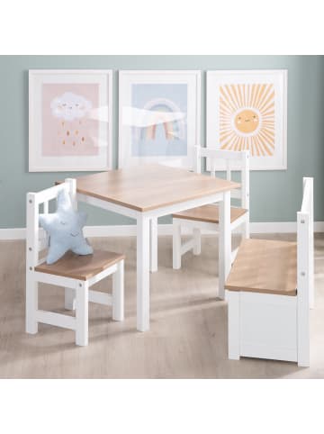 roba Kindersitzgruppe 'Woody', 2 Stühle & Tisch, Holzdekor/Weiß