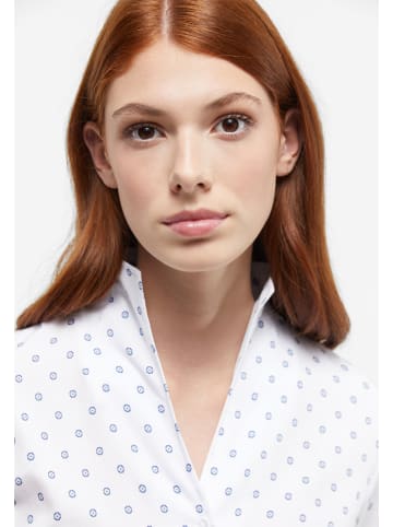 Eterna Langarmbluse mit Kelchkragen und Minimal Graphic Print in Weiß