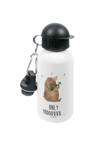 Mr. & Mrs. Panda Sportflasche Bär Gitarre mit Spruch in Weiß