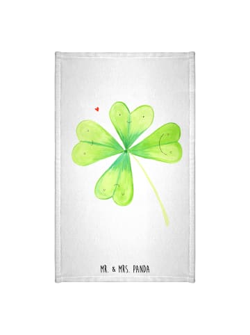Mr. & Mrs. Panda Gästetuch Blume Kleeblatt ohne Spruch in Weiß