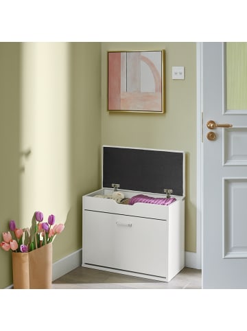 SoBuy Schuhbank in Weiß - (B)60 x (H)50 x (T)30cm