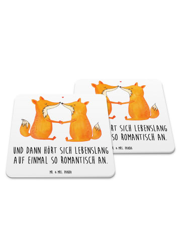Mr. & Mrs. Panda Untersetzer Füchse Liebe mit Spruch in Weiß