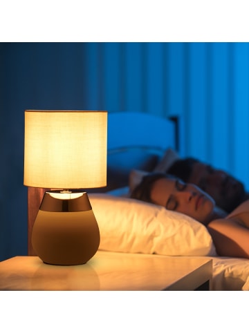 relaxdays Nachttischlampe in Grau/Silber - (H)32,5 x Ø 18 cm