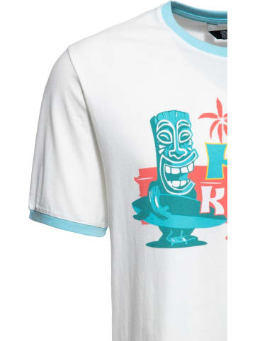 King Kerosin T-Shirt "Contrast T-Shirt Tiki Surfers" in Weiß