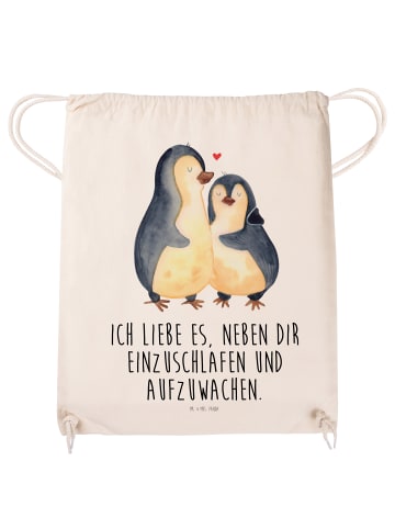 Mr. & Mrs. Panda Sportbeutel Pinguine Einschlafen mit Spruch in Creme