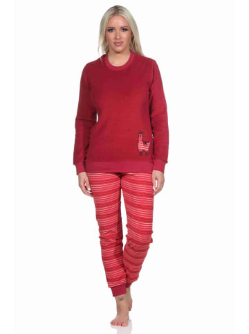 NORMANN Frottee Pyjama Hose gestreift Oberteil - 76965 in rot