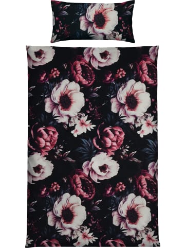 Erwin Müller Edel Flanell Bettwäsche in schwarz-rose