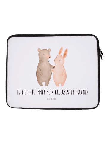 Mr. & Mrs. Panda Notebook Tasche Bär und Hase Umarmen mit Spruch in Weiß