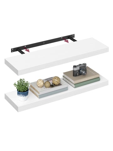 VASAGLE 2er-Set: Wandregal in Weiß - (B)80 x (H)3.8 x (T)20 cm