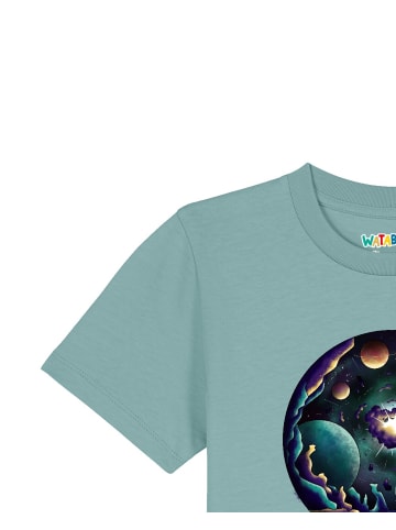 wat? Apparel T-Shirt Urknall in Teal Monstera