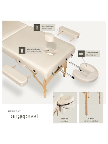 tectake Massagetisch klappbar mit 7,5 cm Polsterung, Holzgestell, Zubehör