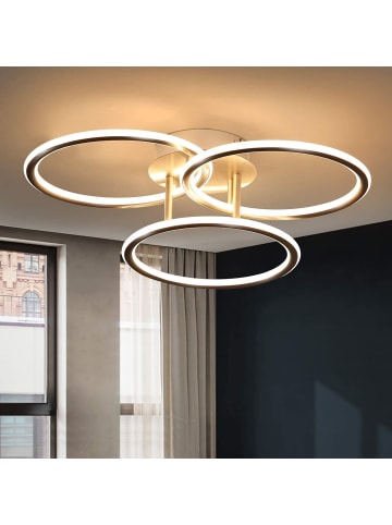 ZMH Deckenleuchte LED in silber 3-flammige Ring 3000K warmweiß 41W Küchenlampe