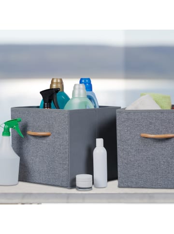 relaxdays 4 x Aufbewahrungsbox in Grau - (B)30 x (H)28,5 x (T)30 cm