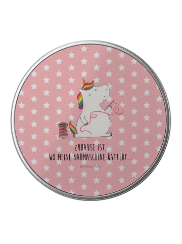 Mr. & Mrs. Panda Keksdose Einhorn Näherin mit Spruch in Rot Pastell