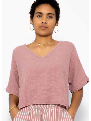 SASSYCLASSY Musselin Shirt mit V-Ausschnitt in Altrosa