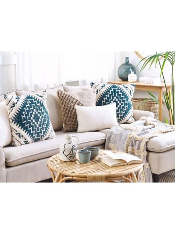 Beliani 2er-Set Dekokissen SAFI in Blau/Beige