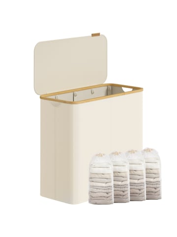 SONGMICS Wäschesammler Roxanne in Weiß - (B)38.5 x (H)70.5 x (T)78 cm