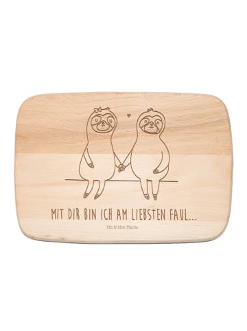 Mr. & Mrs. Panda Holz Frühstücksbrettchen Faultier Pärchen mit S... in Transparent