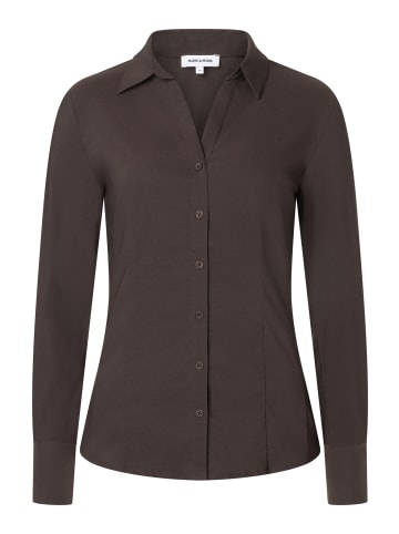 More & More taillierte Stretch-Businessbluse in espresso brown