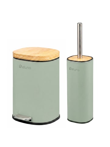 eluno Badezimmer Zubehör Set ca. 18,5 x 27,5 x 23 cm (B/H/T) Salbei