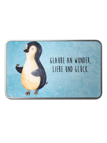 Mr. & Mrs. Panda Geschenkbox Pinguin Marienkäfer mit Spruch in Eisblau